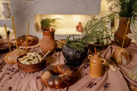 A bunch of food on a table Stock Photos