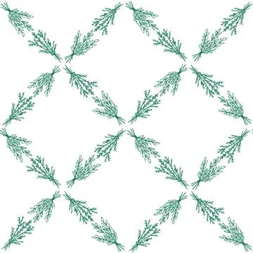 A bunch of fragrant herbs regular repeating pattern of diamonds. Witchcraft.. Stock Illustration