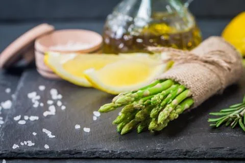 Bunch of fresh asparagus stems Stock Photos