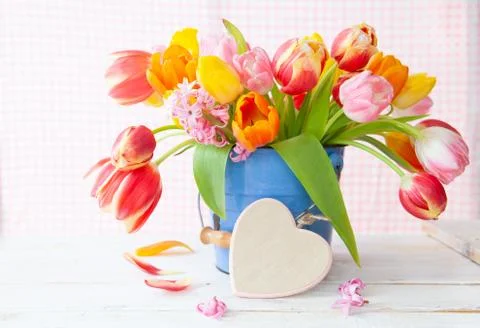 Bunch of  fresh tulips Stock Photos