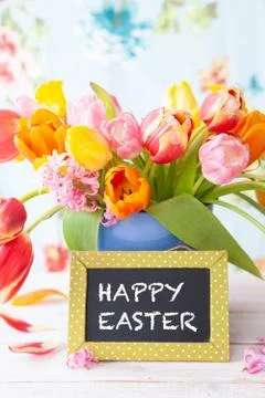 Bunch of  fresh tulips Stock Photos