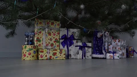 A bunch of gifts are under the tree Video stock 145684960