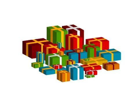 Bunch of gifts Stock Illustration