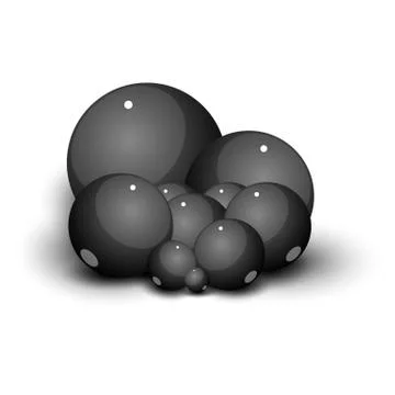 A bunch of glossy balls lie on a light white surface. White background. 3d .. Иллюстрация
