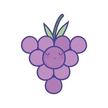 Bunch grape fruits cartoon food cute flat style icon Stock Illustration
