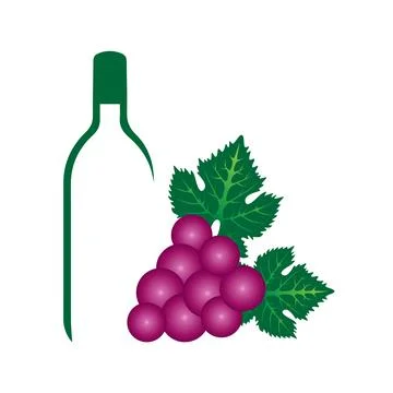 Bunch of grapes with a bottle Stock Illustration