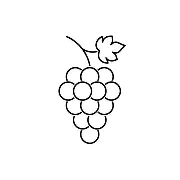Bunch of grapes fruit with leaf icon Stockillustratie