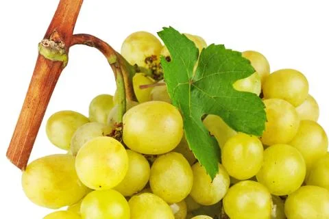 Bunch of grapes with green leaf Stock Photos
