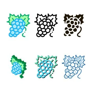 Bunch of grapes icon vector outline mix Ilustración de archivo