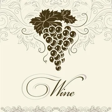 Bunch of grapes for label of wine Stock Illustration