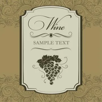 Bunch of grapes for label of wine Stock Illustration