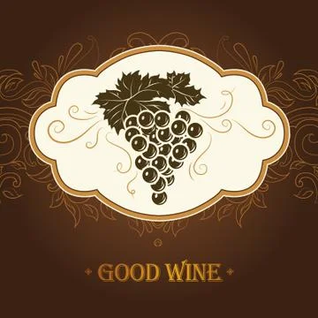 Bunch of grapes for label of wine Stock Illustration