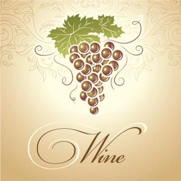 Bunch of grapes for label of wine Stock Illustration