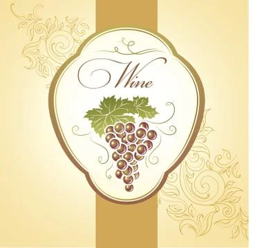 Bunch of grapes for label of wine Stock Illustration