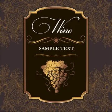 Bunch of grapes for label of wine Stock Illustration