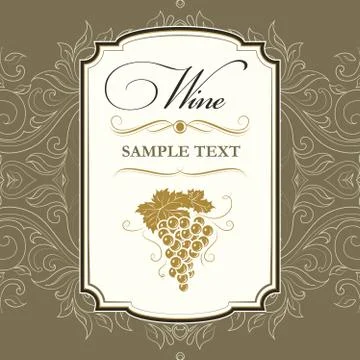 Bunch of grapes for label of wine Stock Illustration