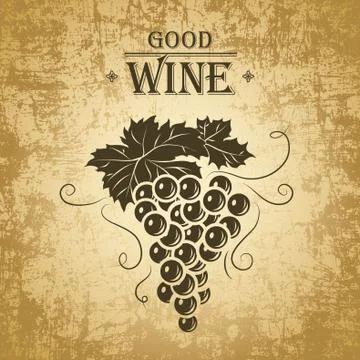Bunch of grapes for label of wine Stock Illustration