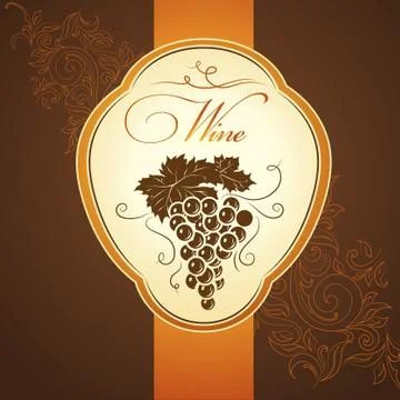 Bunch of grapes for label of wine Stock Illustration