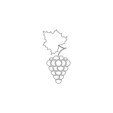 Bunch of grapes with leaf. flat vector icon Stock-Illustration