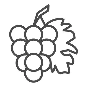 Bunch of grapes with leaf line art vector icon for food apps and websites Stock Illustration