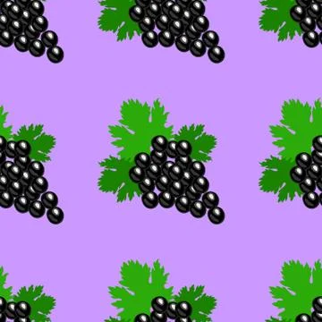 Bunch of grapes. Seamless pattern. Stock Illustration