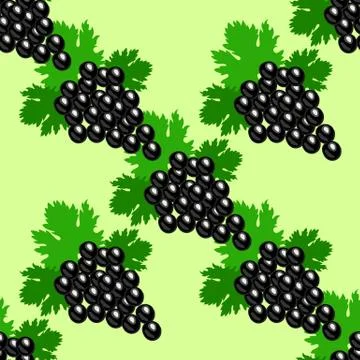 Bunch of grapes. Seamless pattern. Stock Illustration
