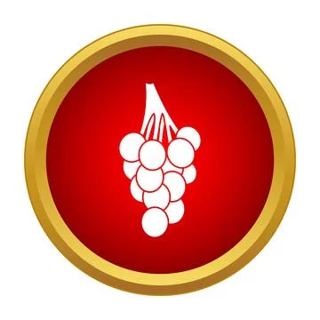 Bunch of grapes vector icon in red circle Ilustración de archivo