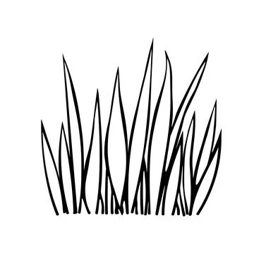 A bunch of grass. Hand drawn simple black outline vector illustration in dood Stock Illustration