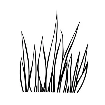 A bunch of grass. Hand drawn simple black outline vector illustration in dood Stock Illustration
