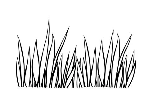A bunch of grass. Hand drawn simple black outline vector illustration in dood Stock Illustration