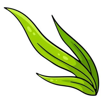 Bunch of green fresh grass. Long leaves of grass. Cartoon style. Stock Illustration