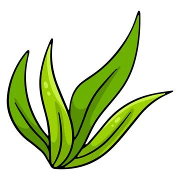 Bunch of green fresh grass. Long leaves of grass. Cartoon style. Stock Illustration