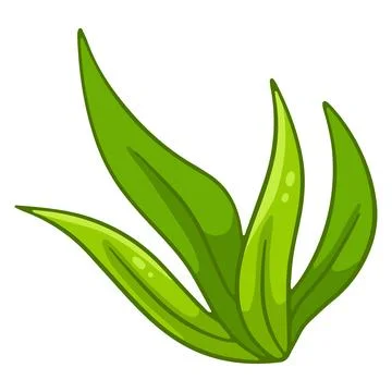 Bunch of green fresh grass. Long leaves of grass. Cartoon style. Stock Illustration