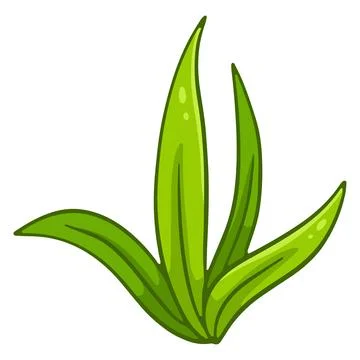 Bunch of green fresh grass. Long leaves of grass. Cartoon style. Stock Illustration