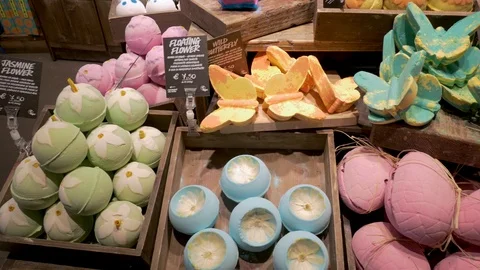 A bunch of handmade soaps with very different shapes and colors exposed into  Video stock 105891067