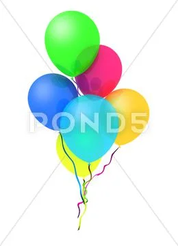 Bunch of happy flying balls Stock Illustration