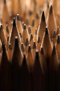 Bunch of identical graphite pencils 스톡 사진