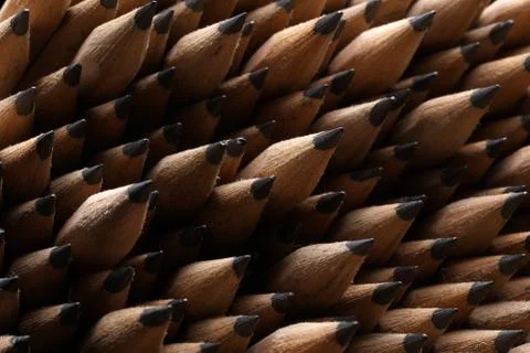 Bunch of identical graphite pencils Stock Photos