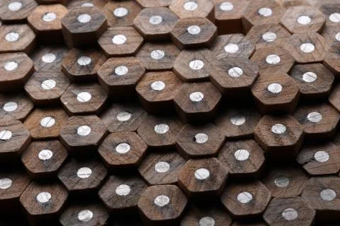 Bunch of identical graphite pencils Foto stock