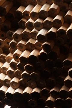 Bunch of identical graphite pencils Stock Photos
