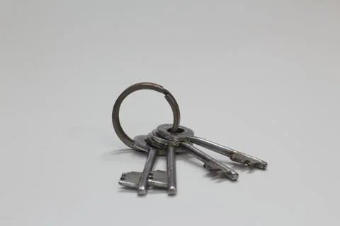 Bunch of keys isolated on a white background Stock Photos