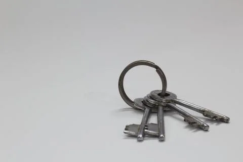 Bunch of keys isolated on a white background Stock Photos