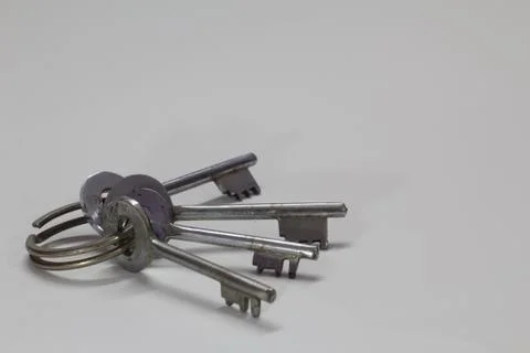 Bunch of keys isolated on a white background Stock Photos