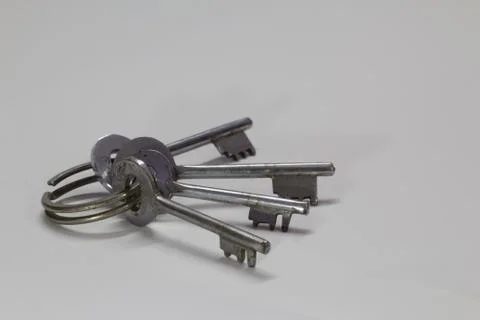Bunch of keys isolated on a white background Stock Photos