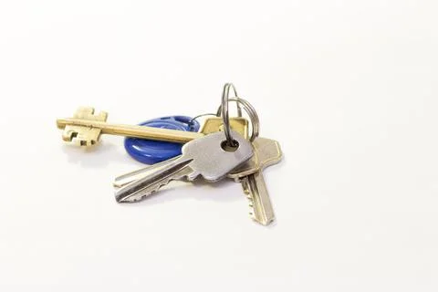 Bunch of keys isolated on the white background Stock Photos