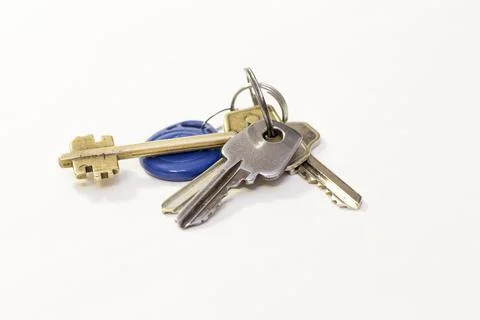 Bunch of keys isolated on the white background Stock Photos