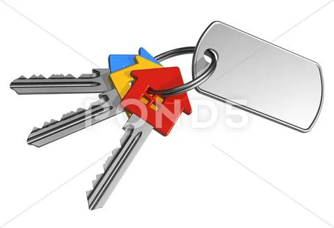 Bunch of keys with label Stock Illustration