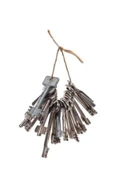 Bunch of keys on rope Stock Photos