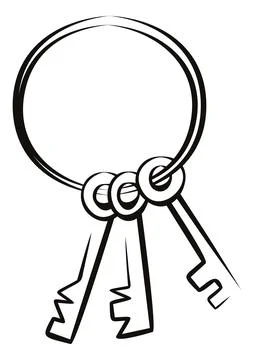 Bunch of keys at simple drawing Stock Illustration