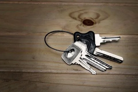 A bunch of keys on the table Stock Photos